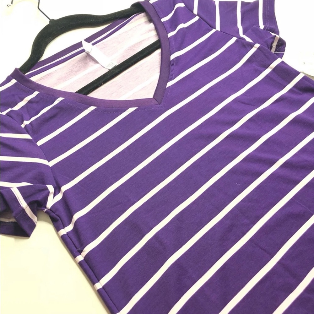 Lularoe Xxs Christy t purple stripes NWT